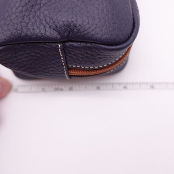 LN Dooney & Bourke Small Pebbled Leather Zipper Pouch Case Navy Blue - Picture 8 of 12